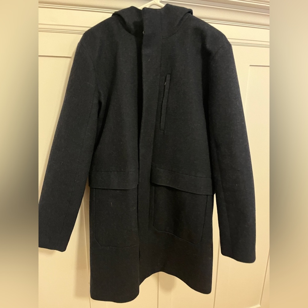 Dark Blue Calvin Klein Overcoat w/ Hood